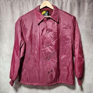 vtg Outerwear From SEARS windbreaker coach's Jacket sherpa lined‎ Snap Maroon L